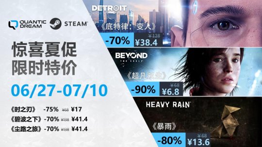 Quantic Dream叙事杰作夏日限时燃情价，畅享沉浸冒险之旅！-乐久游-游戏盒子