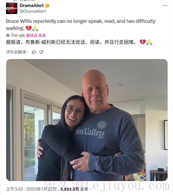 令人哀叹！70岁的布鲁斯威利斯已无法说话和走路-乐久游-游戏盒子