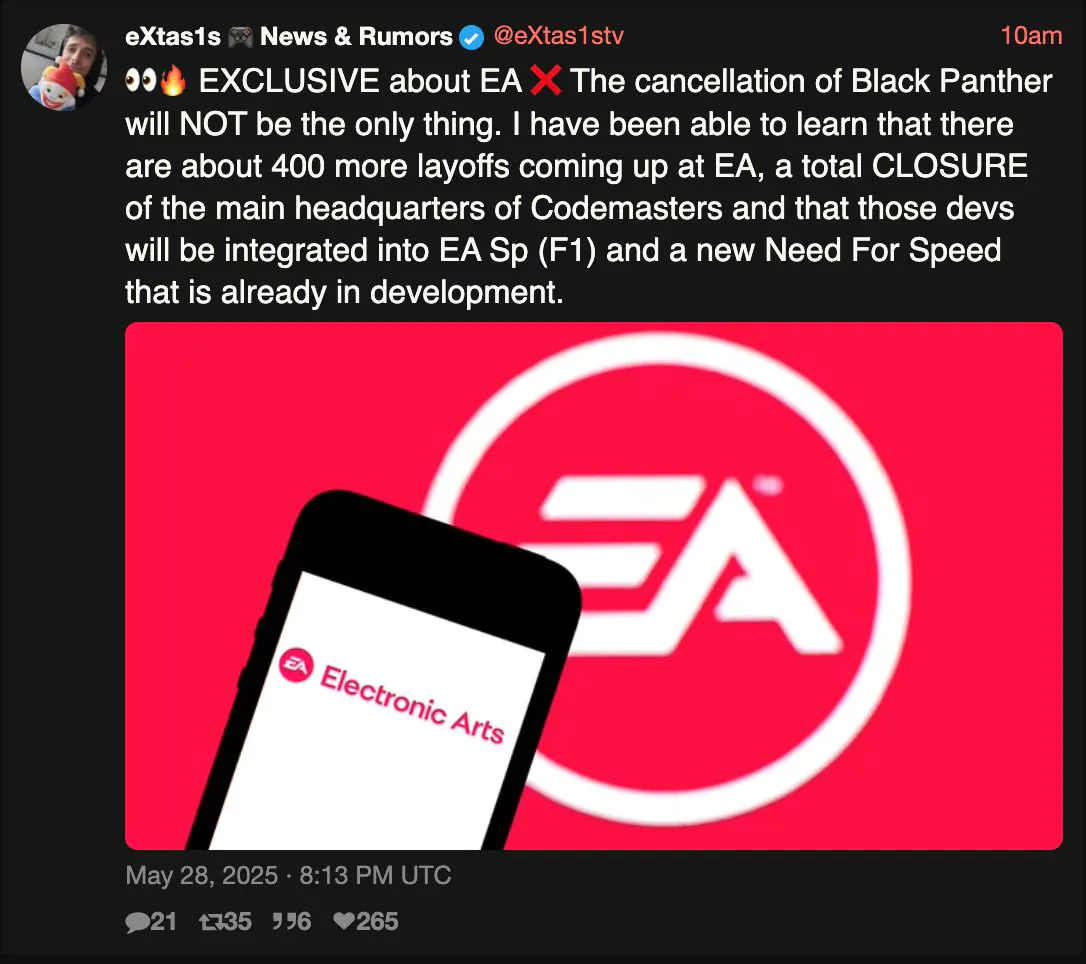 传EA将关闭Codemasters 新《极品飞车》已在开发中-乐久游-游戏盒子