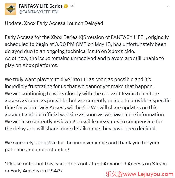 《幻想生活i》Xbox版延期 微软平台技术问题致跳票-乐久游-游戏盒子