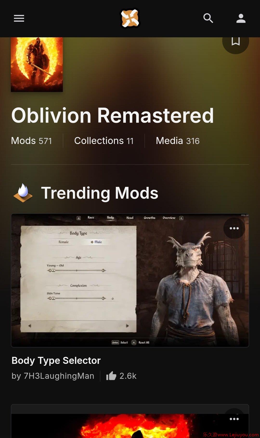 N网屈服 重新允许《上古卷轴4：湮灭重制版》性别MOD-乐久游-游戏盒子