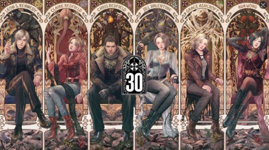 卡普空公布《生化危机》30周年纪念艺图 主角们华丽哥特风-乐久游-游戏盒子